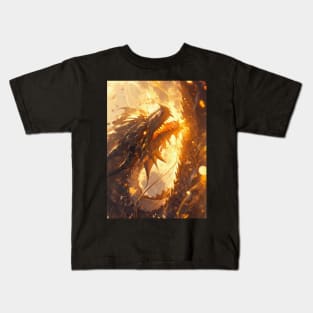 Golden Fire Dragon Ascension Art Kids T-Shirt